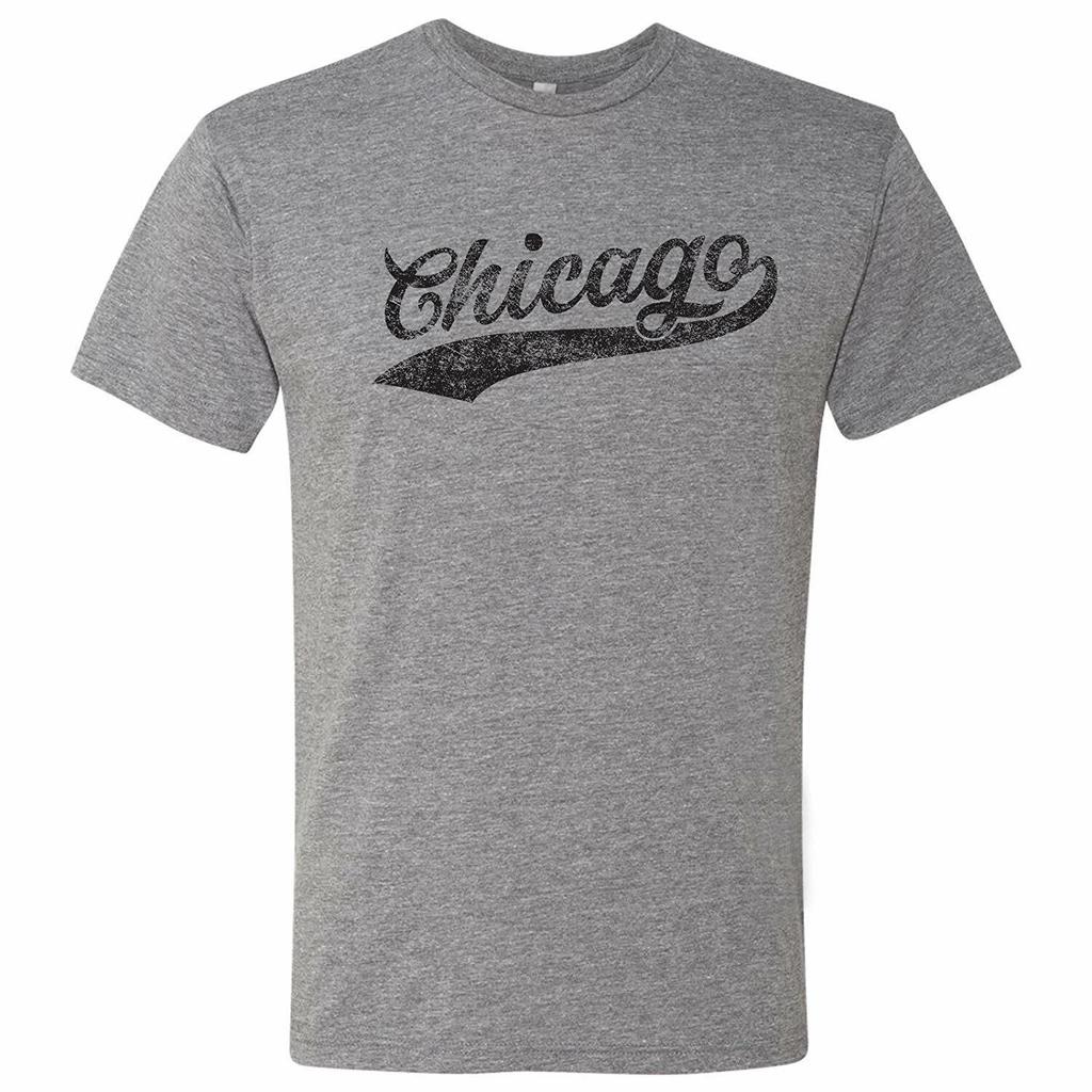 Chicago City Baseball Script - Hometown Pride Triblend T Shirt - Premium Heather