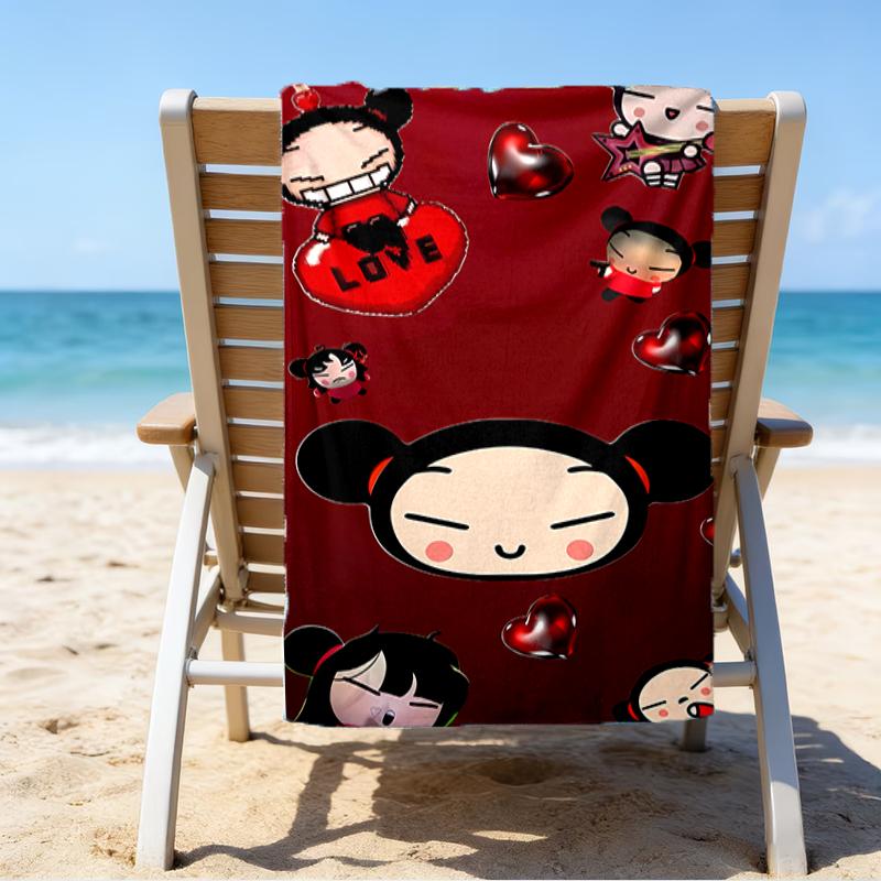 proof beach towel with a Pucca2 pattern - soft,absorbent,quick-drying,machine washable - perfect for swimming,camping,bathing