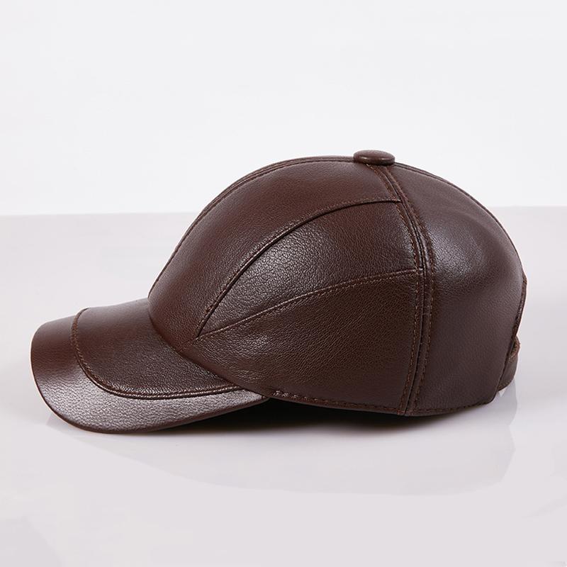 Бейсболка повседневная модная шляпа осень и зима плюс бархатная кепка кожаная бейсболка для мужчин