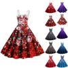 Women's Fashion Christmas Printed Sexy Strapless Gothic Cocktail Dress Punk Vintage Dress
