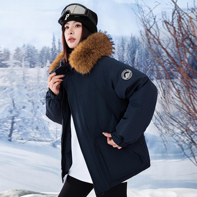 Women's Autumn and Winter Coat Hooded Fur Collar Thickened Loose Windproof Short Women's Jacket