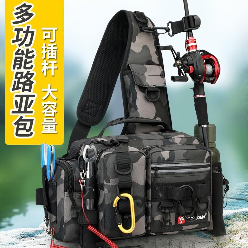 Large Capacity Fishing Waist Pack With Rod Holders Tactical Crossbody Backpack Anglers Outdoor Use