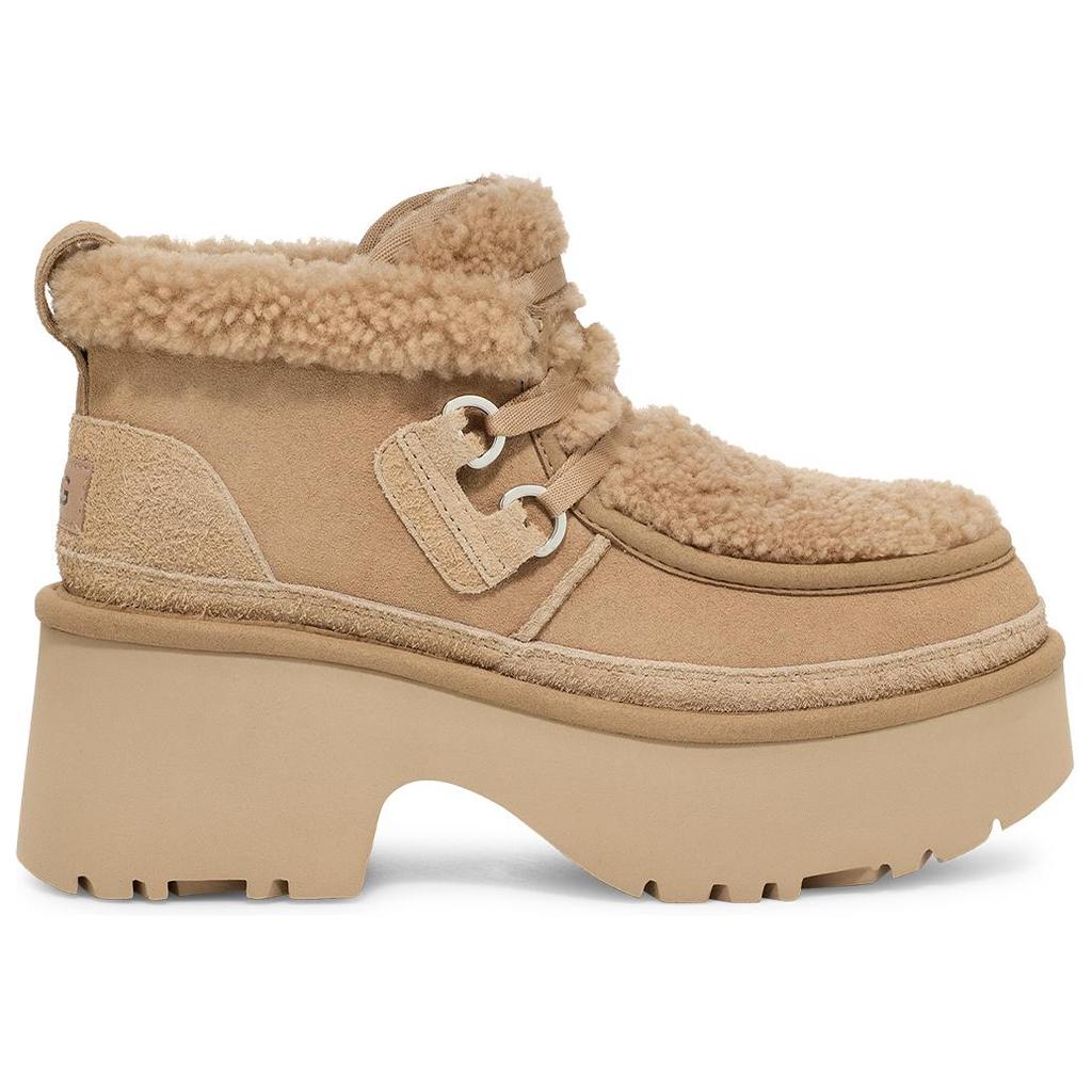 UGG Cow Split Leather Lace-Up Casual Thick Sole Short Boots Women Boots Sand 1167772-SAN