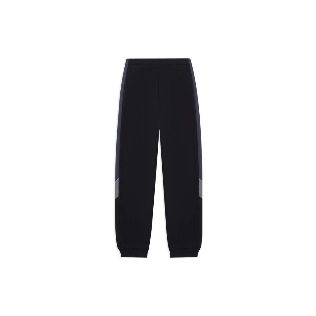 Li Ning Sports Lifestyle Series Fashion Logo Print Pattern Spliced Elastic Waist Tapered Knit Joggers Men Joggers Black AKLT607-2