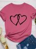 Double Heart Print Women T Shirt Short Sleeve O Neck Loose Women Tshirt Ladies Fashion Tee Shirt Tops Clothes Camisetas Mujer