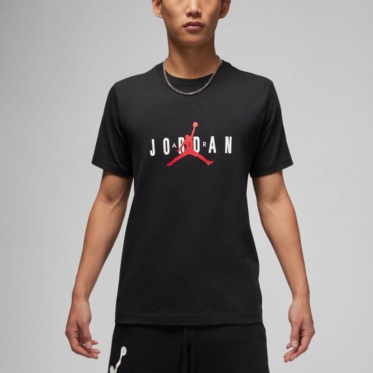 Air Jordan Алфавит Летающий Человек Логотип Печать Круглый Вырез Повседневная Короткий Рукав Черный Мужская DM1463-010