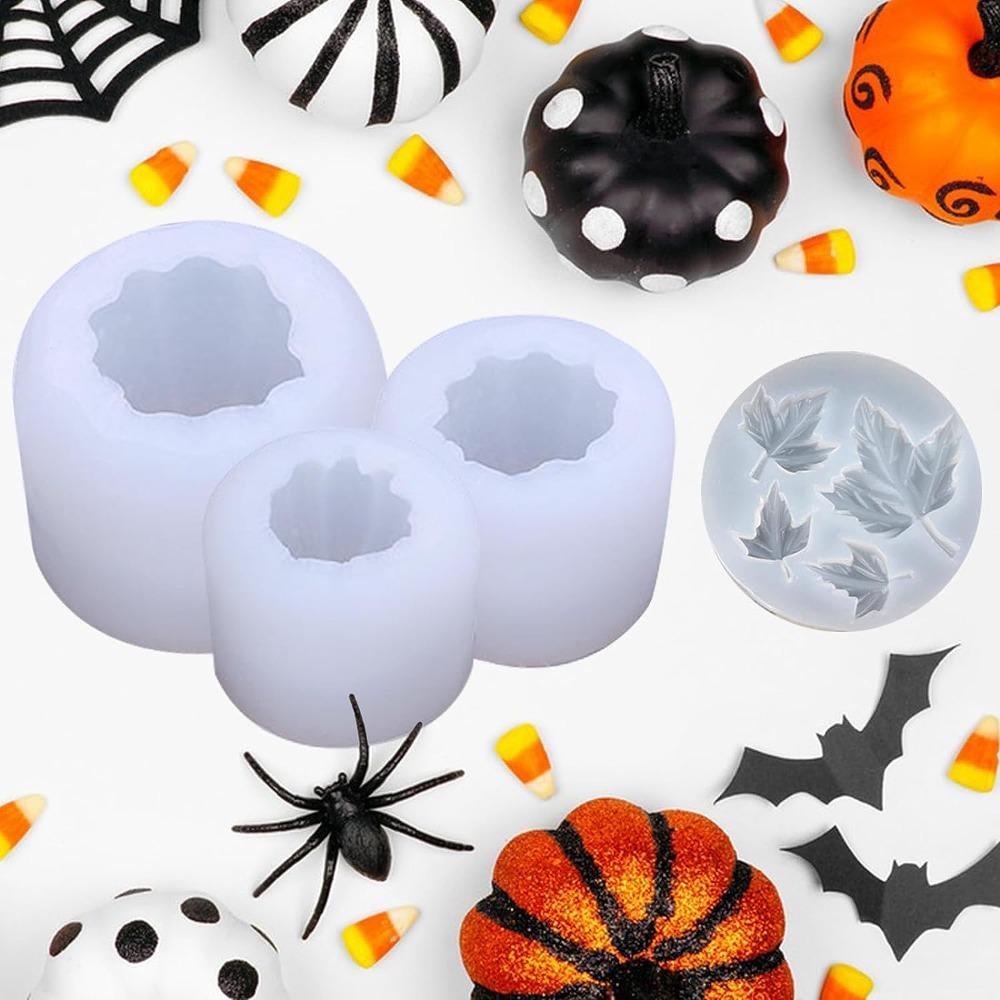 4PCS 3 Size Silicone Molds White 3d Leaf Shape Resin Molds Pumpkin Candle Molds for Handmade Soap