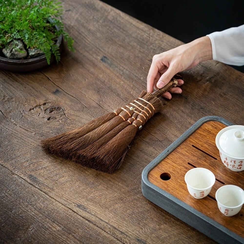 Handmade Palm Hair Brush Traditional Mini Whisk Broom Durable Tea Ware Scrubber Tea Accessories