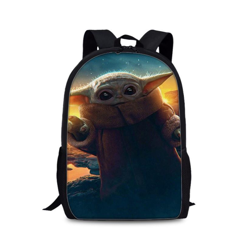 Mandalorian Grogu Double Strap Backpack For Children With Durable Nylon Material