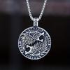 Модное ожерелье с подвеской в ​​виде двойной головы волка, компас, скандинавское ожерелье-талисман, мужские ювелирные изделия с животными