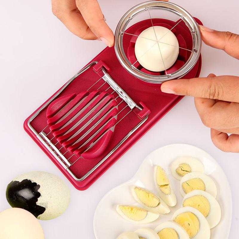 1pc 2 In 1 Egg Slicer Multipurpose Egg Slicer For Hard Boiled Eggs Sturdy ABS Body With Stainless Steel Wires Eggs Cutter