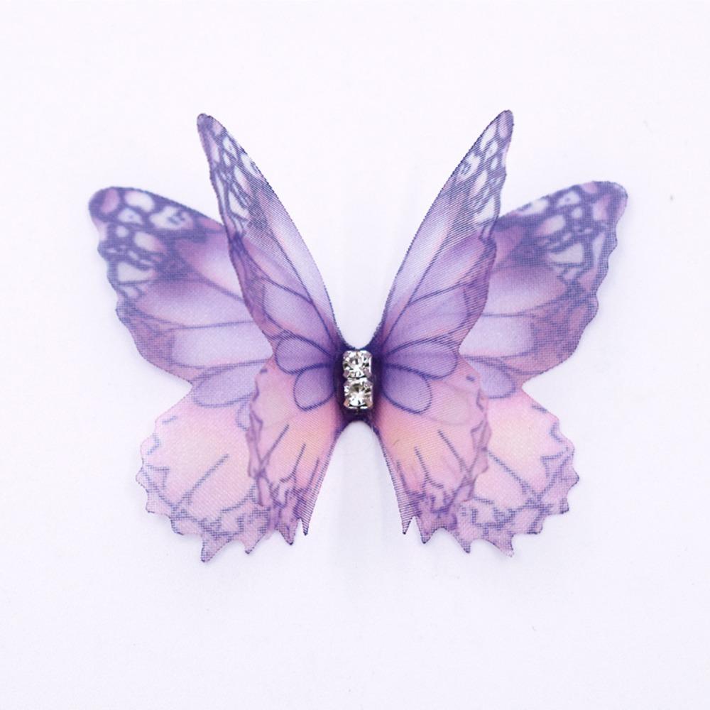 50 шт. двухслойные шифоновые вышитые бабочки-нашивки свадебные аксессуары для волос