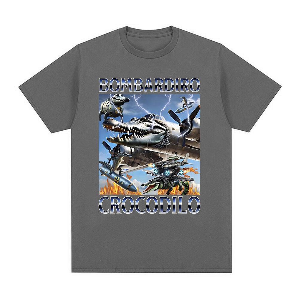 Bombardiro Crocodilo Crocodile Plane Bomber Funny Meme T-shirt Men's Women Casual Cotton Short Sleeve T Shirts Comfort T-shirts