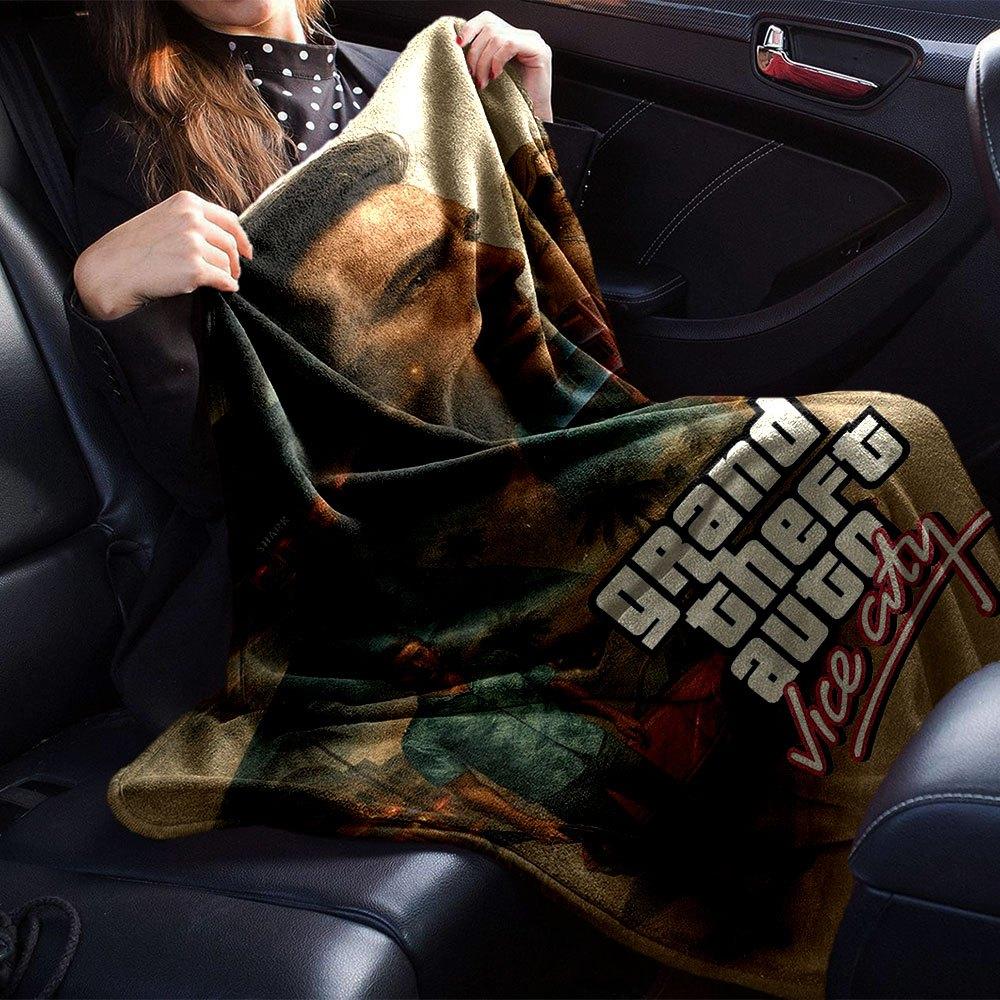 1 шт. Мягкое фланелевое одеяло Grand Theft Auto с дизайнерским принтом. Уютное одеяло для всех сезонов, идеально подходит для дивана, кровати, офиса