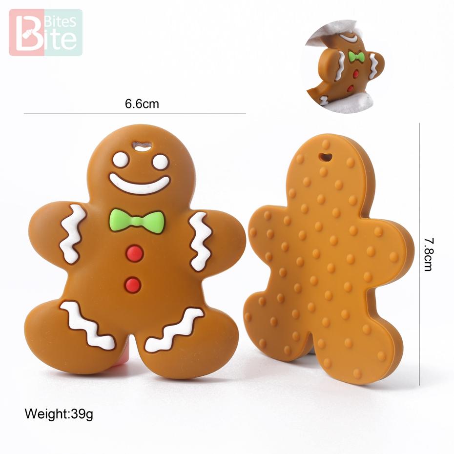 Bite Bites 1Pc Silicone Teether Christmas Gifts Tree Snowflake Pacifier Chain Making Food Grade Silicone Sika Deer Baby Teether