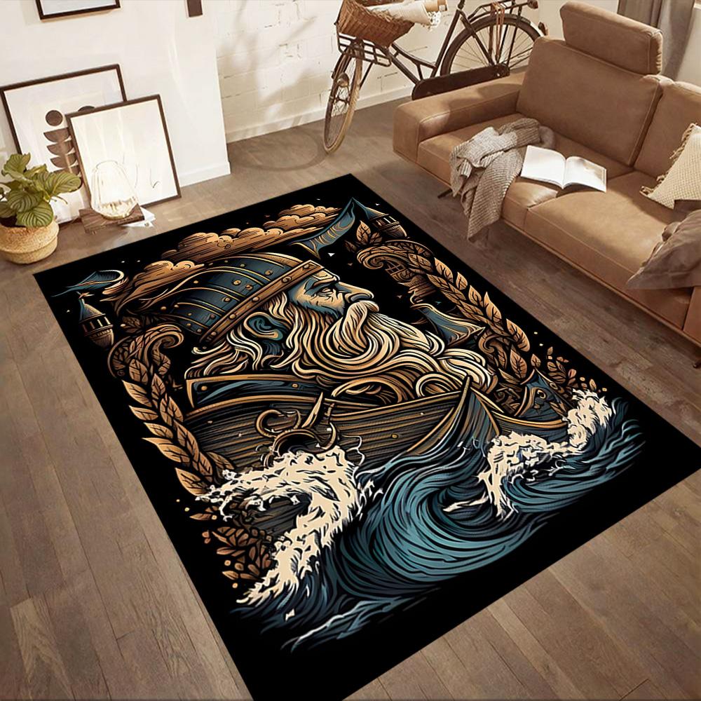 Viking Warrior Artwork Floor Mats for Living Room, Bedroom and Room Decoration Are Suitable for Gifts.