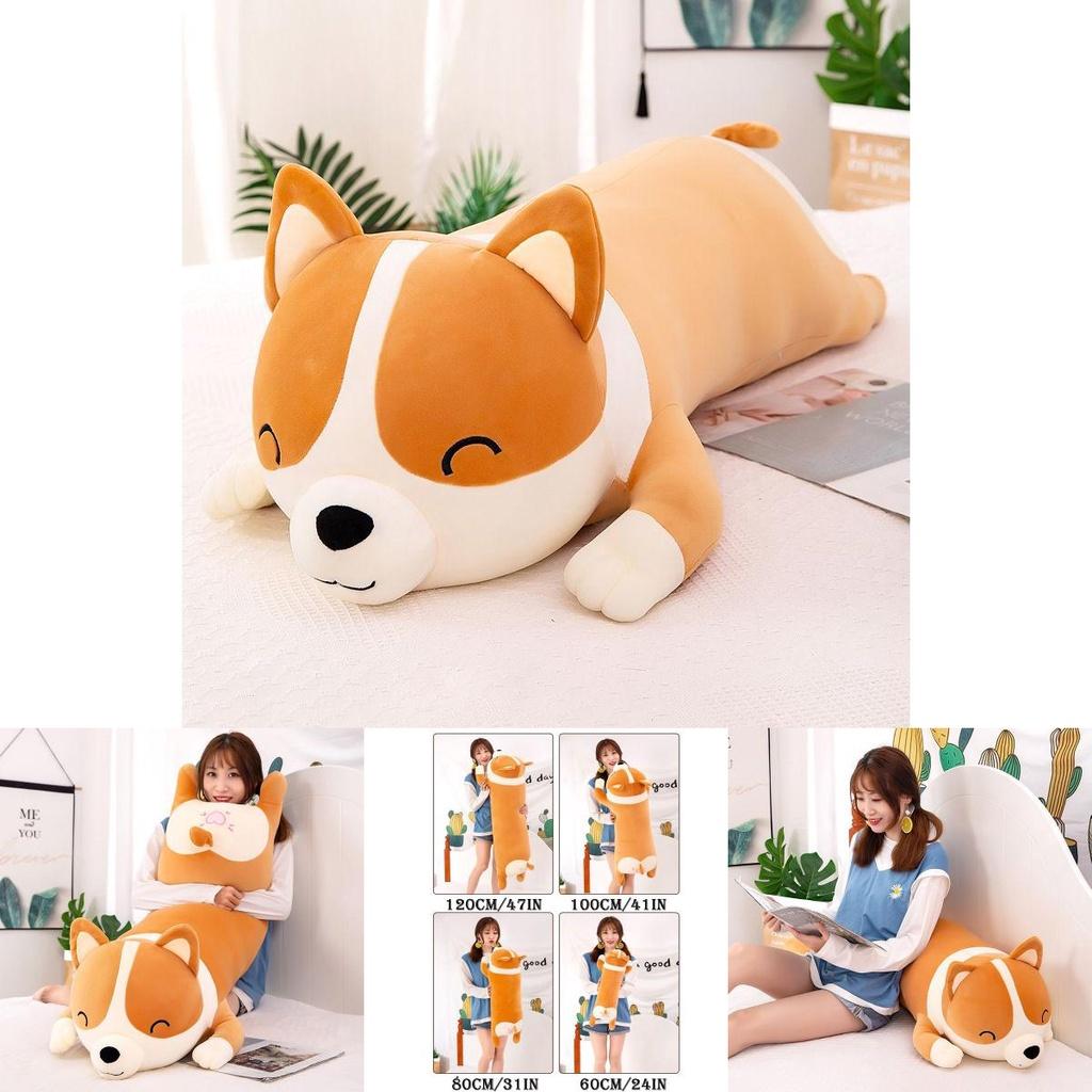 Super Soft Pillow Plush Stuffed Animal Doll Long Corgi Cushion For Christmas Birthday Gift