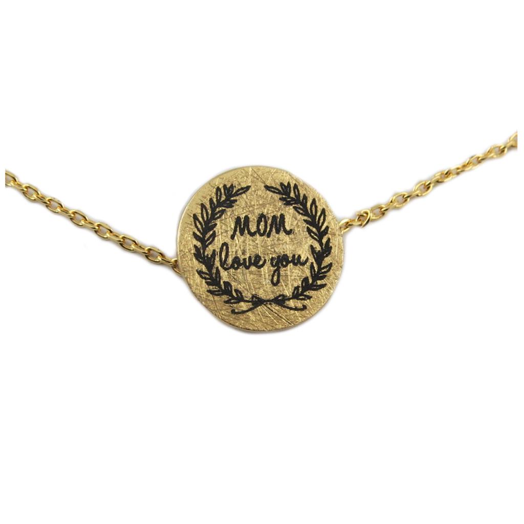 7bis [R1392] - Handmade Necklace 'Messages' (Mom - Love You) Gold - 10 Mm