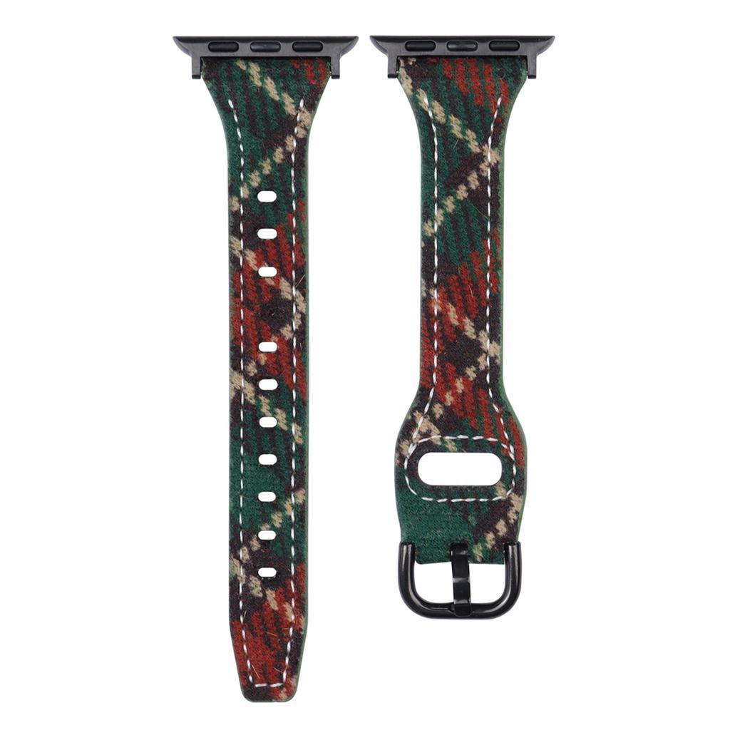 Xmas Style Wool + Leather Strap for Apple Watch Ultra 3 2 1 49mm / Series 11 10 46mm / 9 8 7 45mm / SE3 SE2 SE 6 5 4 44mm / 3 2 1 42mm Watch Band