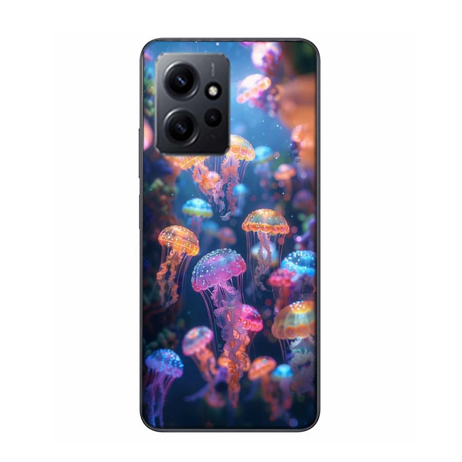 Enchanting Neon Jellyfish Phone Case For Redmi 12 13C 12C 15C 9 10 10C Note 13 Pro Plus 14 15 Pro 9T 9C 9A TPU Soft Cover Clear