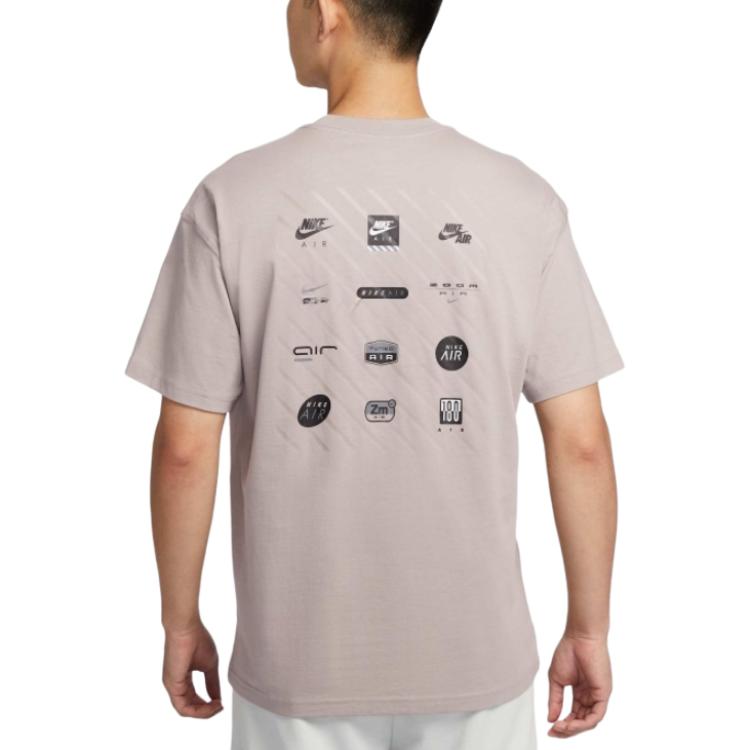 Nike M90 Дышащая Модная Универсальная Мягкая Футболка с Коротким Рукавом Мужская Топы Фиолетово-Серый HJ0727009