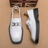 Мужские повседневные кожаные туфли с квадратным носком, британские деловые туфли, мужские туфли, корейская версия, универсальные модные туфли на одной педали, мужские