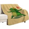 Yoga Frog Warrior Two Pose Throw Blanket Cozy Throw Blanket Birthday Gift for Him Her