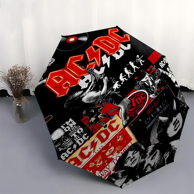 1 шт. AC/DC Highway to Hell Автоматически открывающийся, Ветрозащитный, Компактный Дорожный Зонт, Подарок на День Рождения, Рождество, Деловому человеку 93021