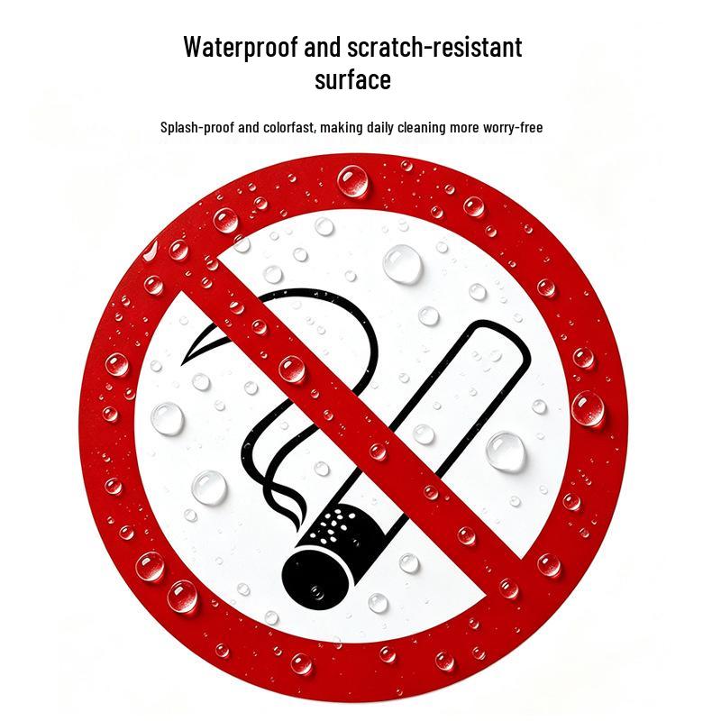 Round Self-Adhesive No Smoking Sign for Indoor & Outdoor Use