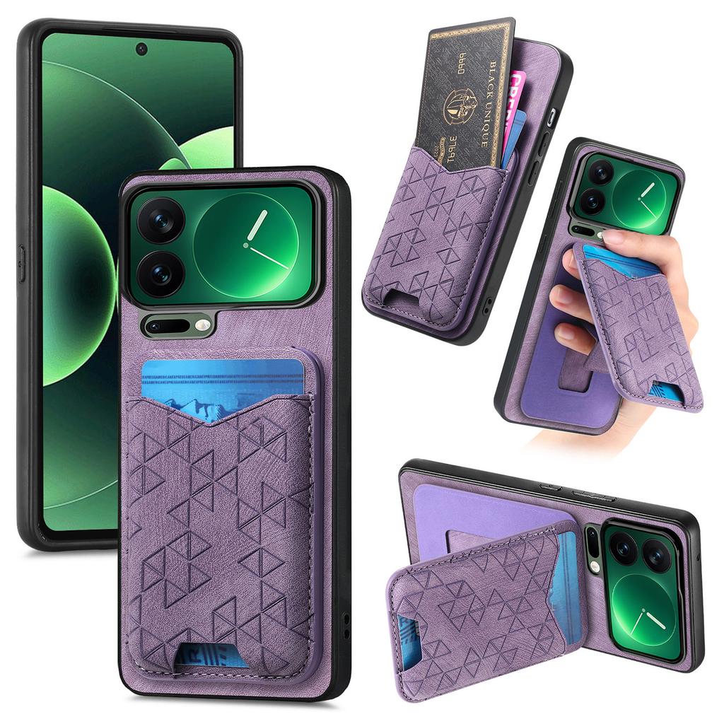 Тисненая Ретро Роскошная Магнитная RFID-Карта Кожаный чехол для телефона For Xiaomi 17 Pro Max 17Pro 15T подставка Ударопрочный Чехол