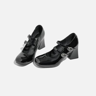 Туфли Мэри Джейн на толстом каблуке, туфли-лодочки на высоком каблуке, женские туфли на небольшом каблуке, маленькие кожаные туфли JK