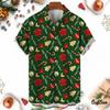 Christmas Style Men's Short Sleeved Shirt with Digital Print Christmas Pattern Comfortable In Summer Fast Drying Polyester Fiber
