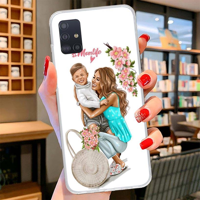 Mom Baby Girls Cover Phone Case For Samsung Galaxy A12 A22 A32 A52 A72 A02S Phone Case Note 20 Ultra 10 S10 Plus A51 A71 A50S A2