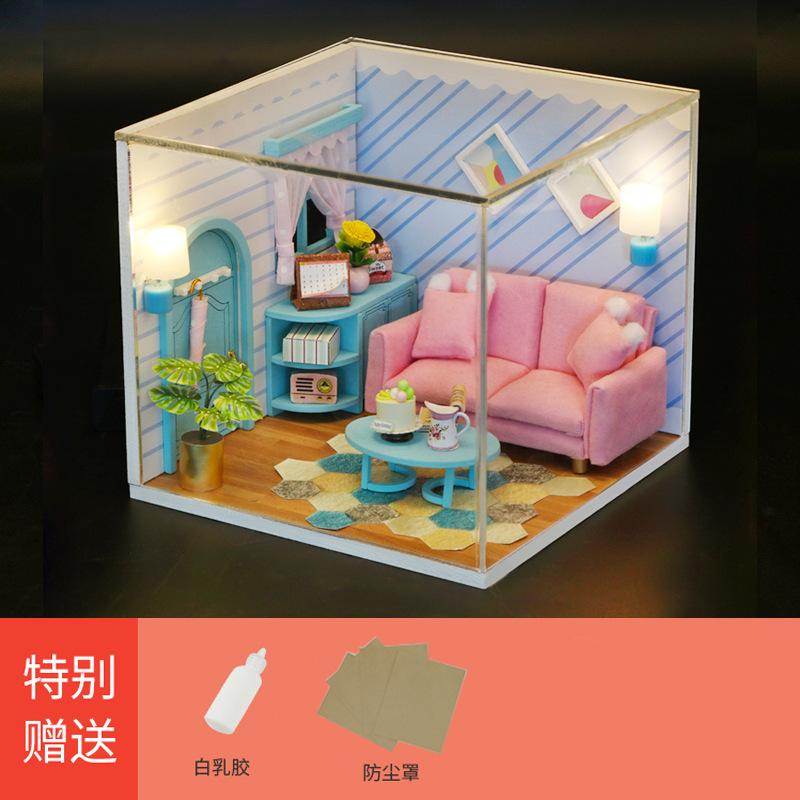 Игровой домик Миниатюрный набор домиков Деревянная модель для поделок DIY для игрушечной мебели Набор игрушек Возраст 14+ Комната для сборки родителями и детьми Сцена