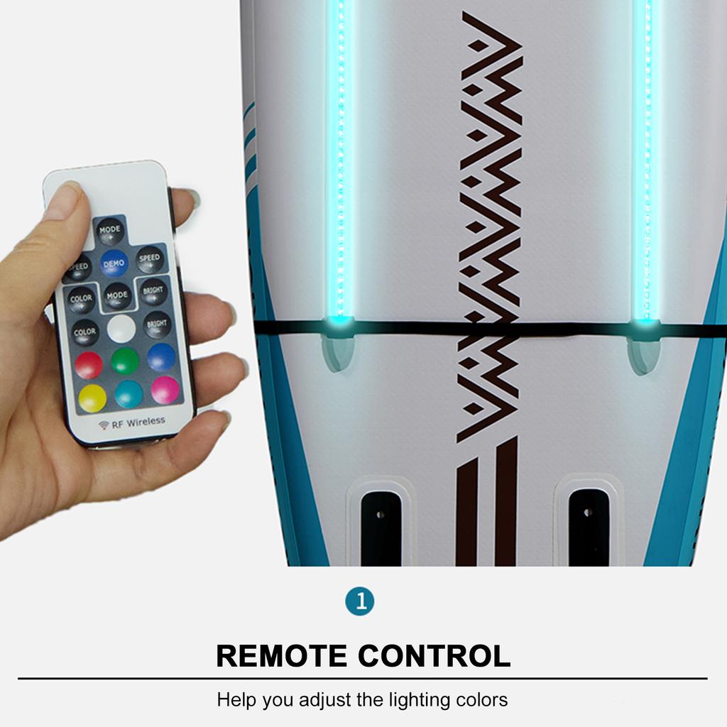 Светодиодный фонарь для доски для серфинга с веслом с перезаряжаемой батареей, цветная водонепроницаемая светодиодная система освещения с сумкой для переноски для доски для серфинга с веслом