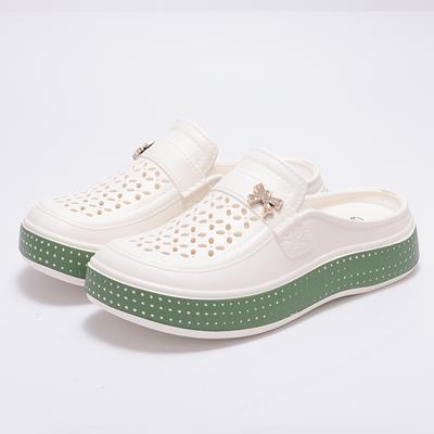 Модные тапочки для женщин с улыбкой, новые плоские тапочки с закрытым носком, ЭВА, с круглым носком, клоги, пляжные тапочки, толстая подошва, повседневные шлепанцы, подходящие для женщин и мужчин