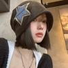 Korean Version of The New Old Star Printed Cold Hat for Women Summer Casual Thin Baotou Hat Showing Face Small Pile Hat Trendy