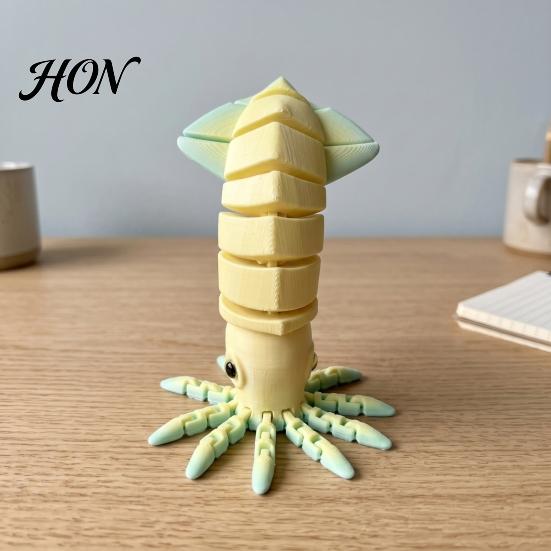 Flexible Jointed Squid Toys 3D Printed Articulated Toy, Movable Joints Figurine, Marine Animal Figures Simulated Sea Fidget Toy for Desktop Decoration