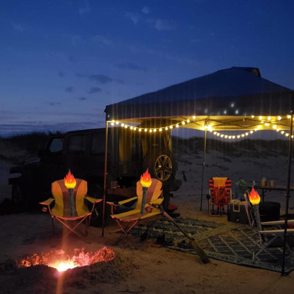 Handheld Torch Prop LED Light,18.05inch Long,Realistic Flame Torch For Games Themed Party Camping Halloween Easter,Resin Lampshade And Retro Handle