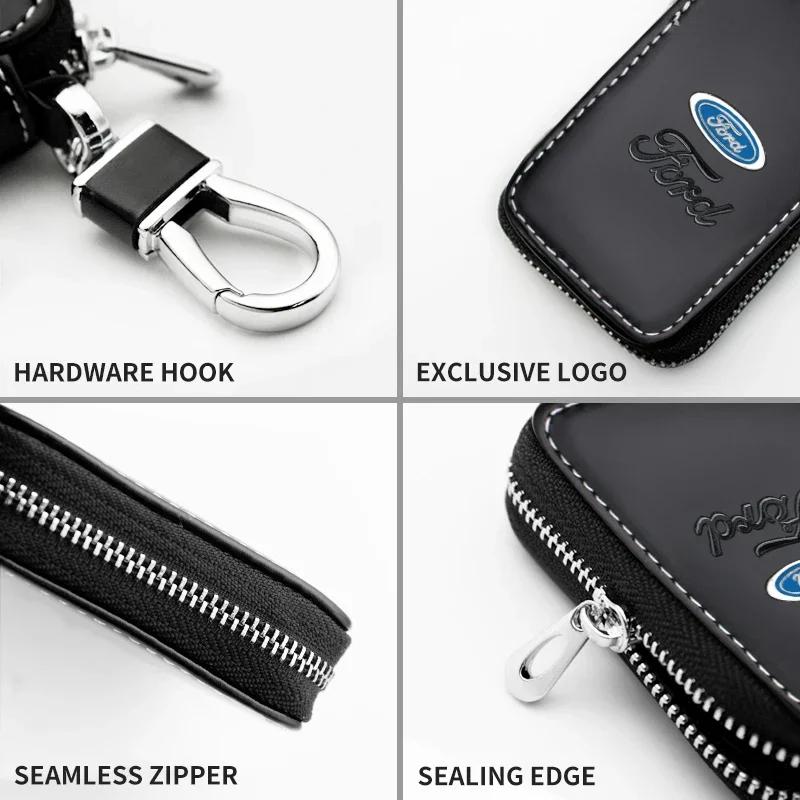 1PCS PU Leather Key Wallet Car Key Bag Multi Function Key Case For Ford Focus 2 3 MK2 Mondeo Fiesta Escape Ecosport Fusion Kuga ZV5