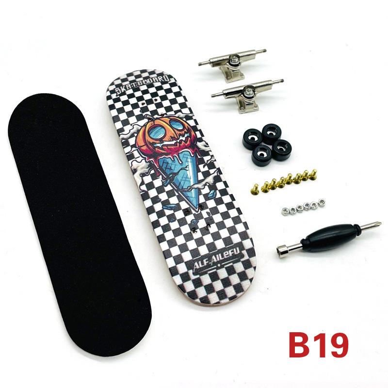 Finger Skateboard Bearing Wheels Skid Pad Maple Wood Finger Skateboard Alloy Stent Novelty Kids Toys