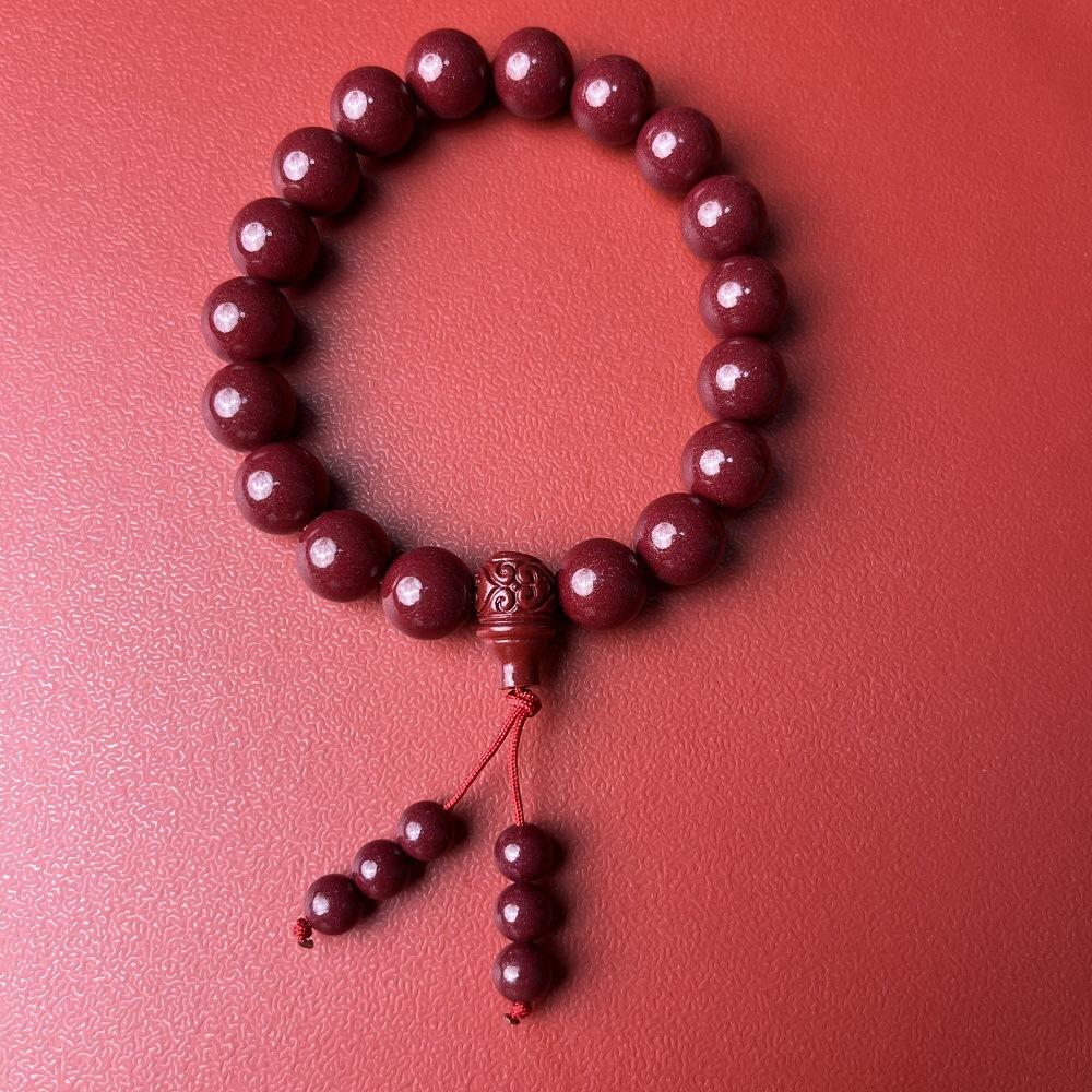 Genuine Natural High-Content Purple Gold Sand Bracelet, Women's Cinnabar Bead Bracelet, Zodiac Buddha Beads