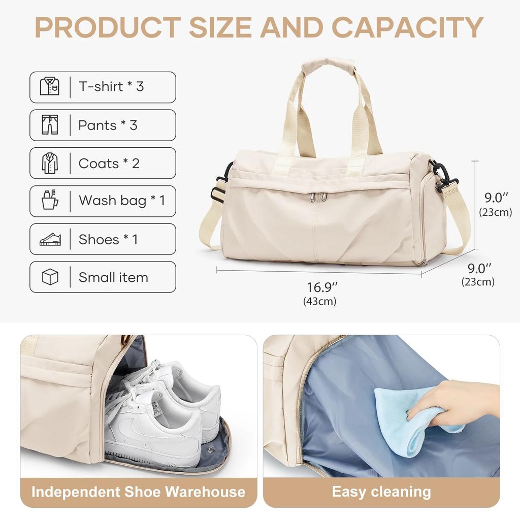 Gym Bag for Women, Yoga Sport Bag Tote Bag Waterproof Small Trave Duffel Bag Hospital Travel Bag Weekender Overnight Bag