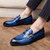 Newest Vintage Blue Genuine Leather Men'S Loafers Low-Heel Comfortable Men Formal Shoes Big Size Slip-On Leather Shoes Casual Men