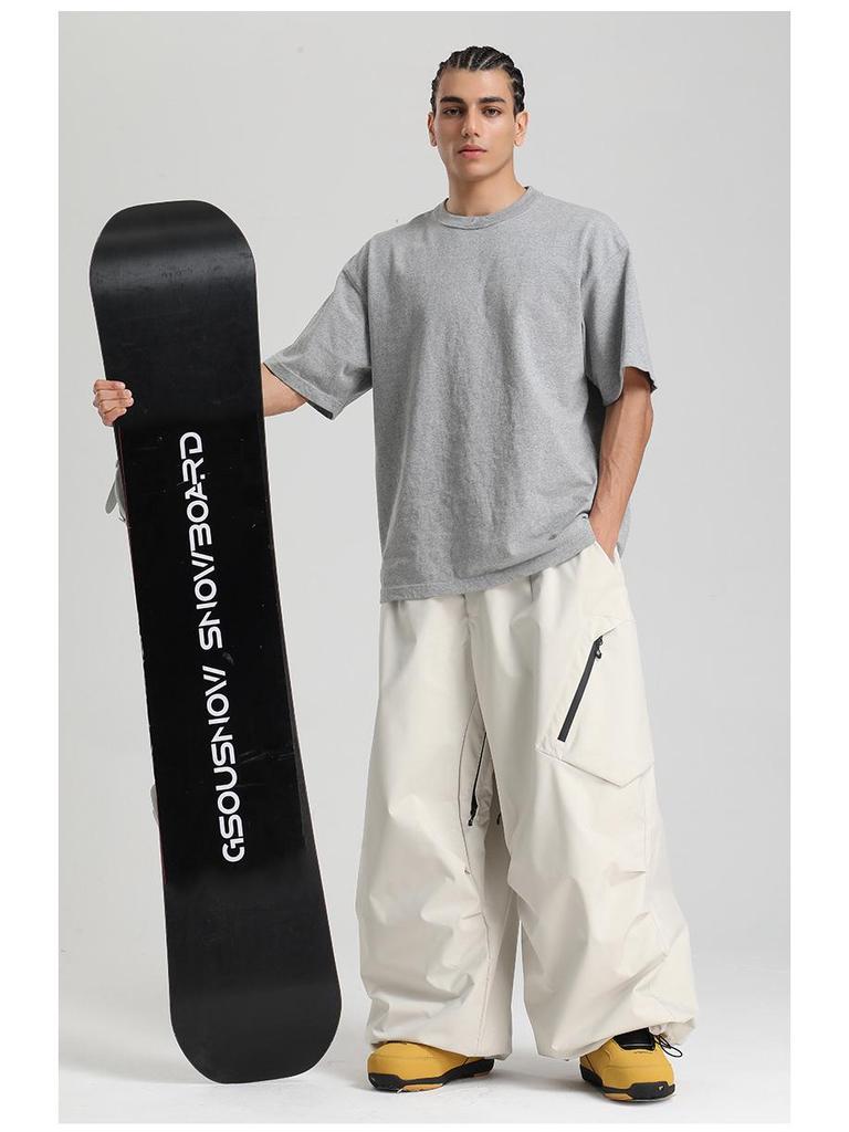 New Unisex Windproof Waterproof Ski Pants - Warm, Solid Color, Loose Fit for Outdoor Snowboarding