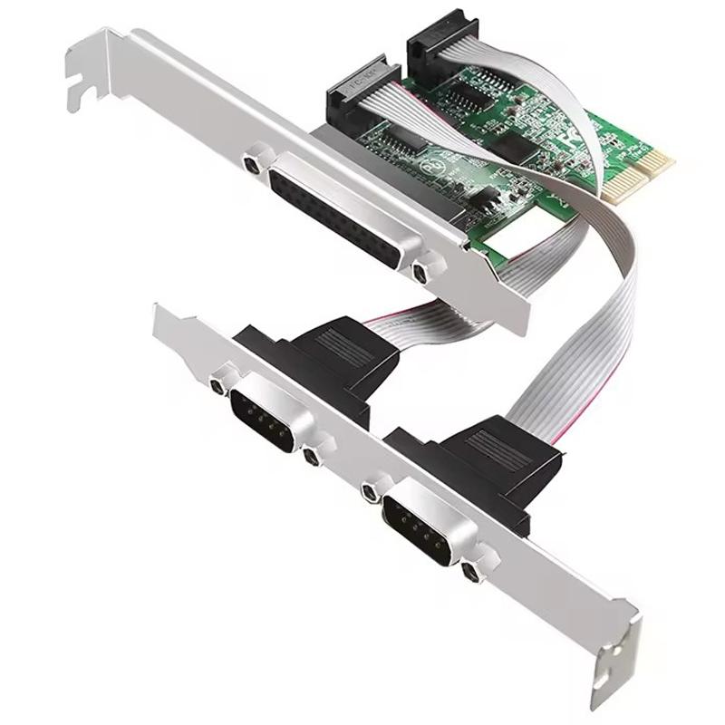 TXB099 RS232 PCIE Adapter Card Dual COM Serial Port + Printer Parallel Port Expansion Card