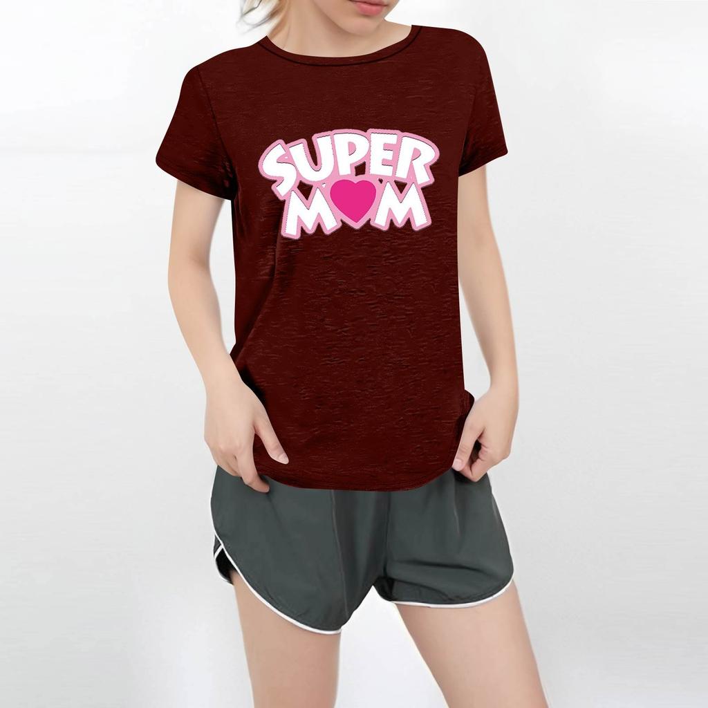 Women's Round Neck Casual Printed Short-sleeved T-shirt Top