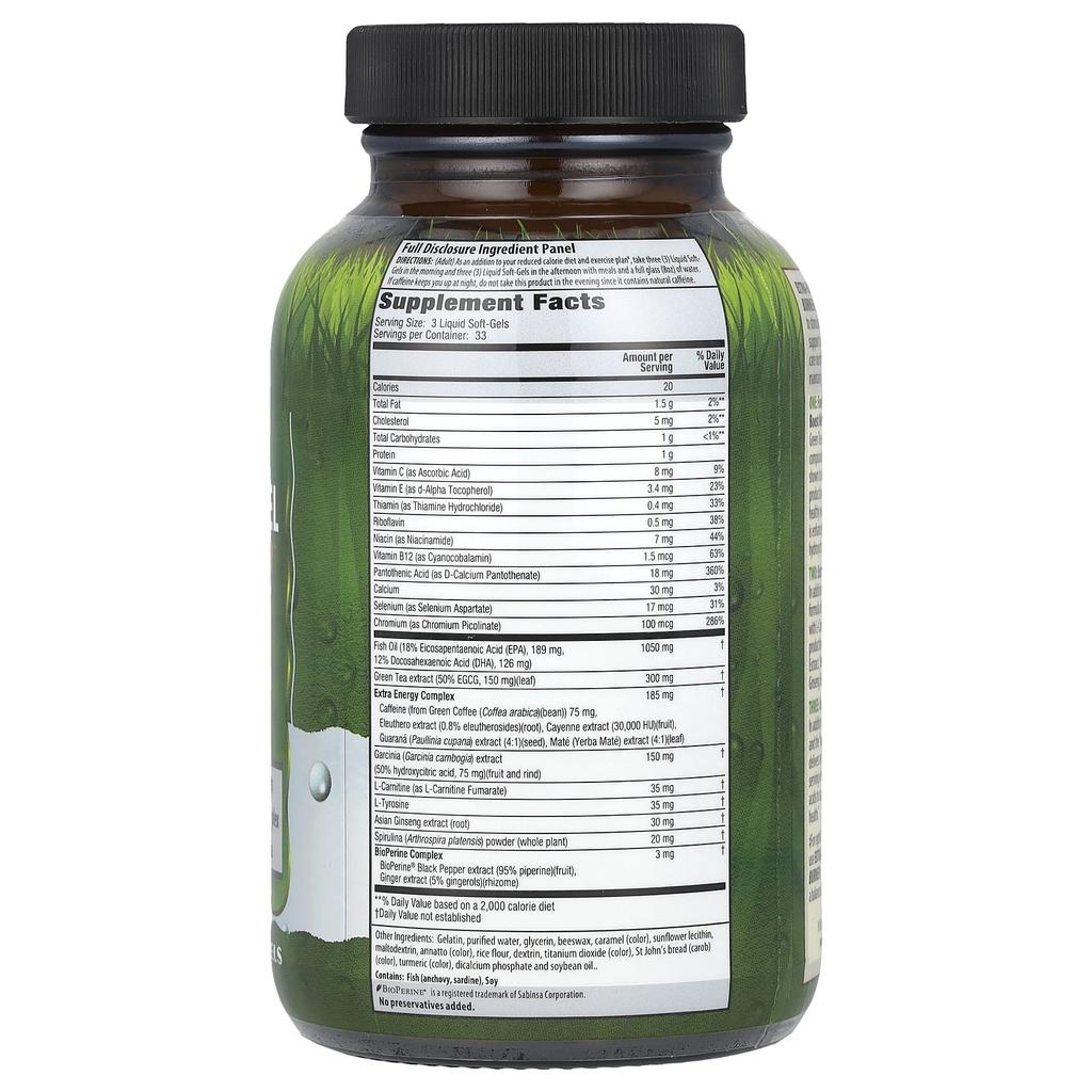 Irwin Naturals Extra Energy Thermo-Fuel Max Сжигатель жира™, 100 жидких капсул