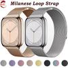 Миланский ремешок для Apple Watch 46 мм 42 мм 45 мм 44 мм 49 мм Магнитный ремешок из нержавеющей стали Ремешки для Iwatch Серии 11 10 9 8 SE 3 Ultra 2