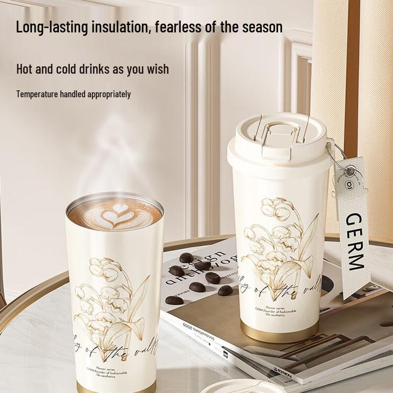 Qunrong Lily of the Valley Insulated Coffee Mug